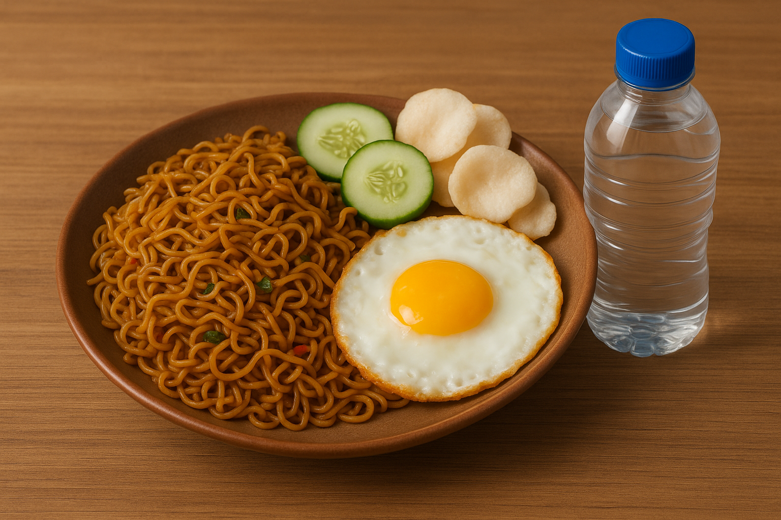 Mie Goreng Telur + Air Mineral