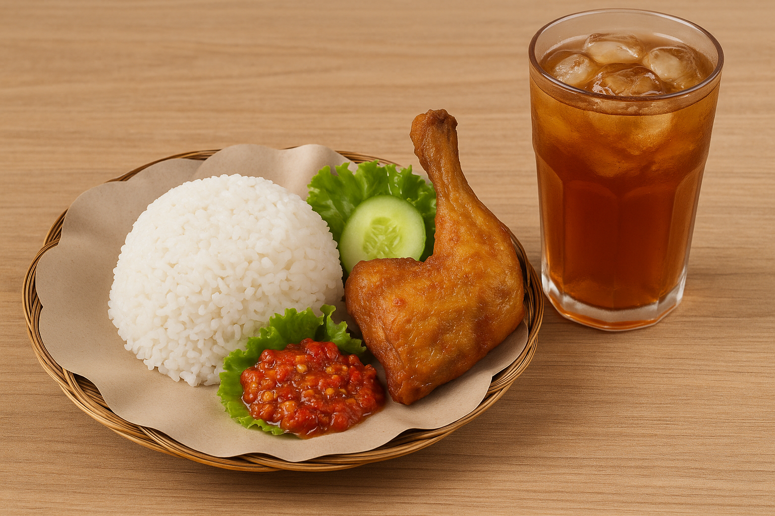 Nasi Ayam Penyet + Teh Hangat